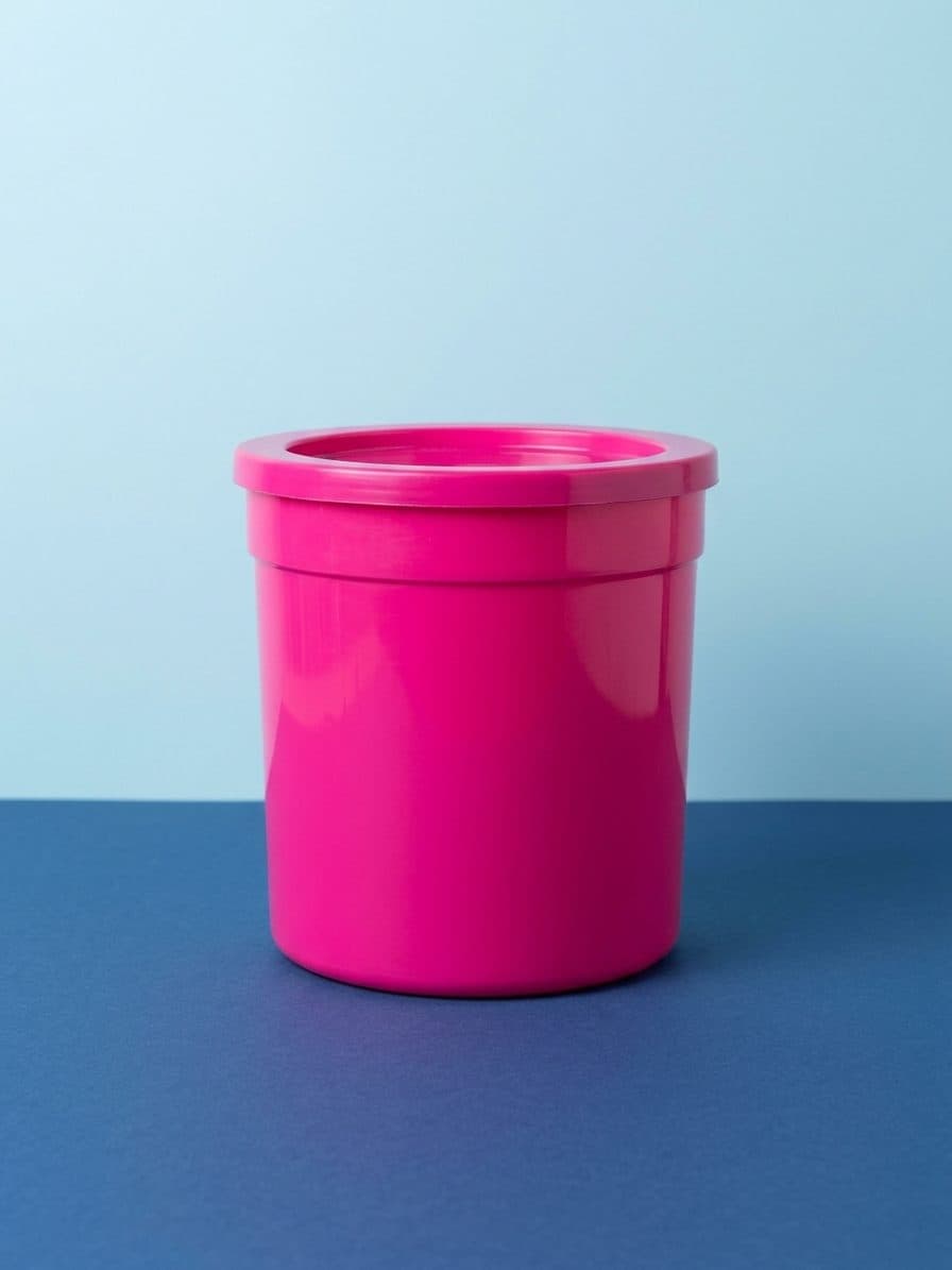Tarro plástico inyectado en color fucsia con su tapa
